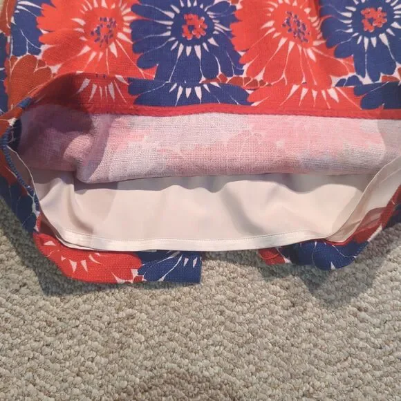 Boden Martha Floral Sheath Dress 12R Red Blue Structured Textured Sleeveless - Picture 5 of 7